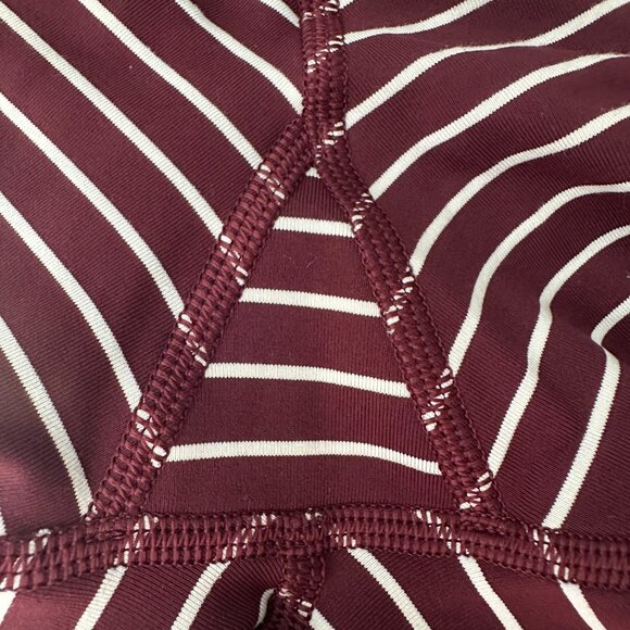 Lululemon Wunder Under Crop High-Rise Maroon White Stripes Size 4 - Picture 8 of 10